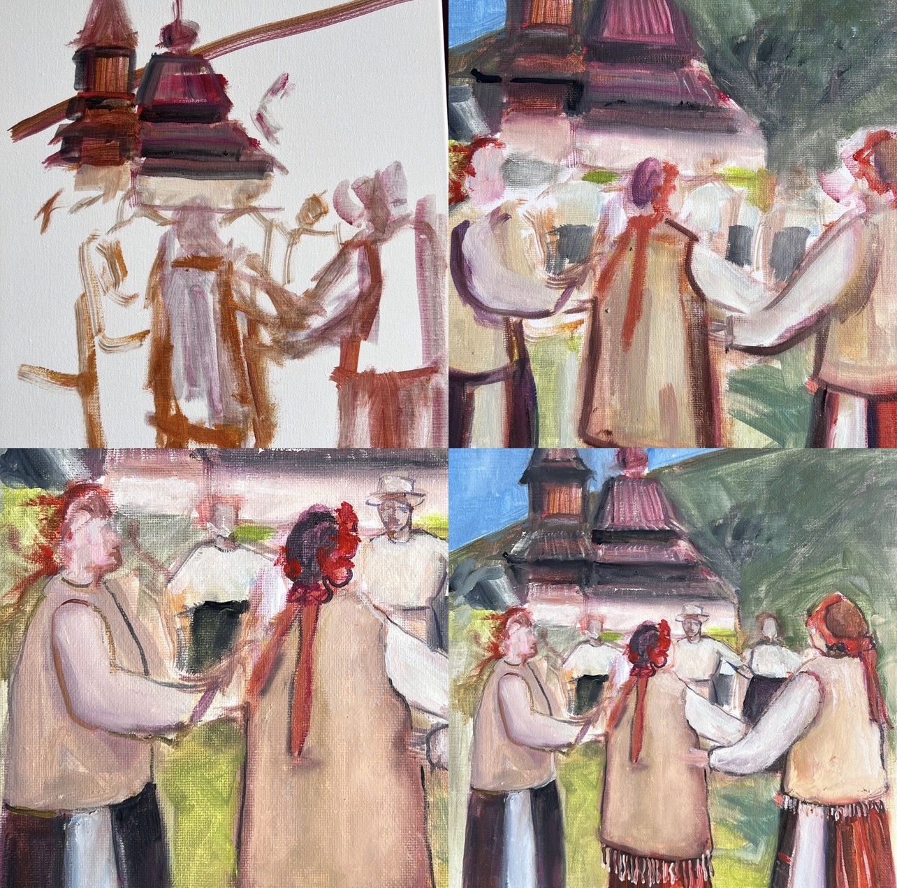 Ukrainian Spring Round Dance Haivka during the painting process by Marina Stognieva